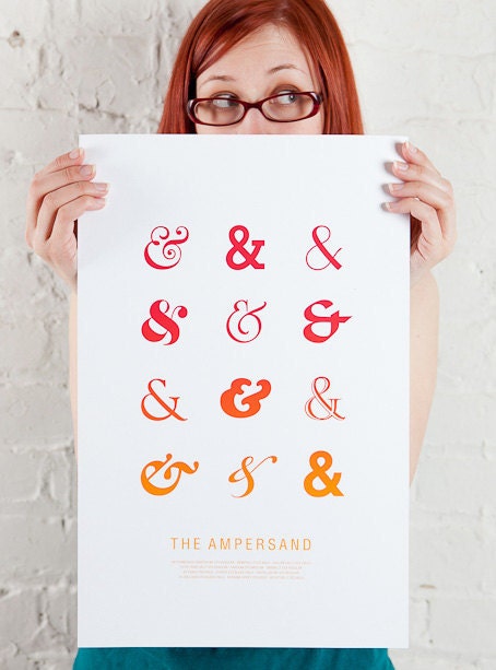 The Ampersand print in orange - 11x17 typography wall decor poster