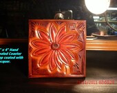Hand tooled leather coaster