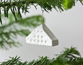 french burgundy ornament - pure white unglazed porcelain holiday ornament modern designer french country