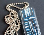 Blue and White Abstract Art Glass Pendant/ Handbag Charm