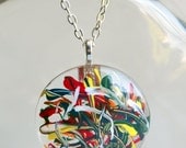Primary Color Painted Glass Circle Pendant/ Handbag Charm