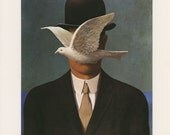 The Man In The Bowler Hat, Bird Dove, Rene Magritte, Antique Print, USA, 1972