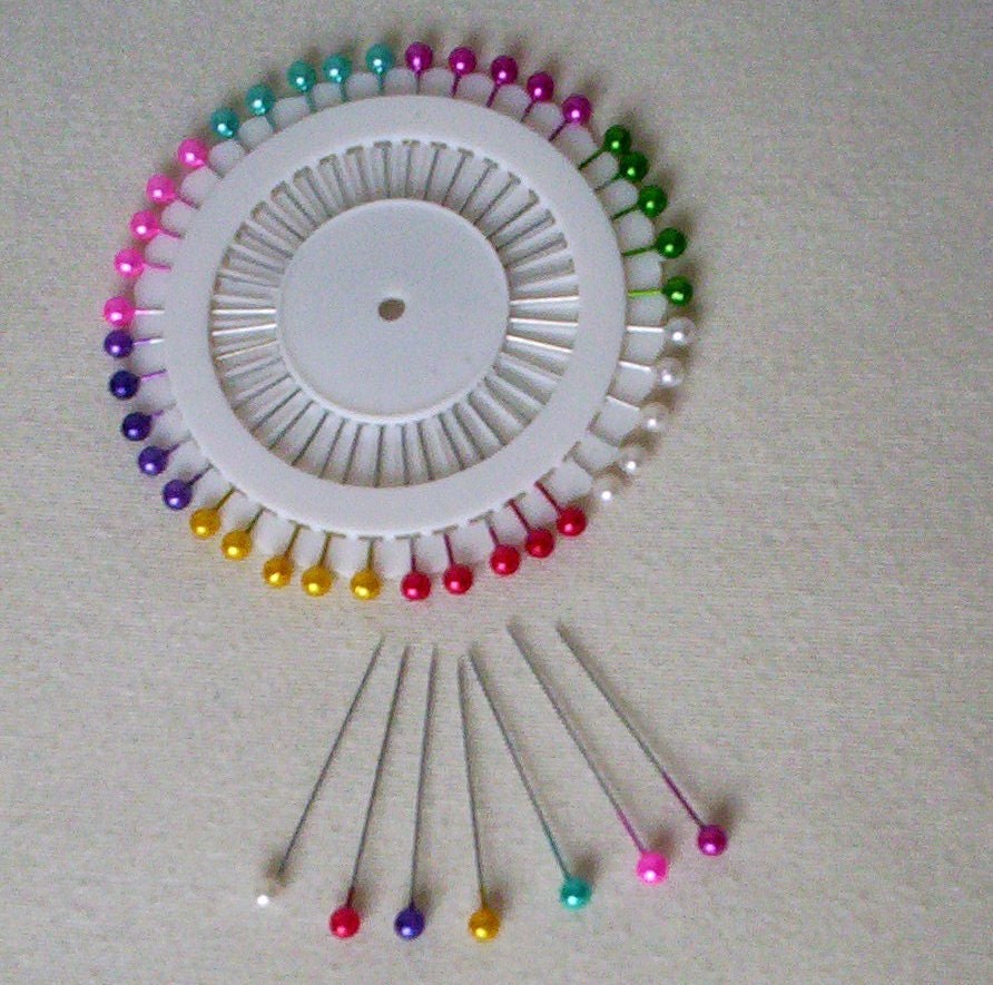 Do It Yourself Wedding floral supply Pearl Pins Sewing Pins Wedding Crafts Corsages Colored 40 pins DIY bride boutonnieres bouquet supplies