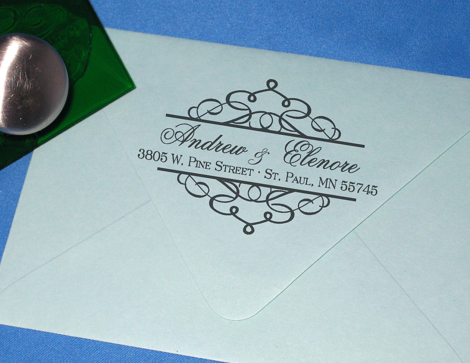 Custom Personalized Elegant Calligraphy Return Address Stamp for Envelope Flap