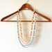 White Bone Necklace 1970s Pastel Multi Strand Large Tribal Beaded Necklace