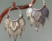 Alhambra Earrings -number 1 -  tribal style - silver hoop earrings