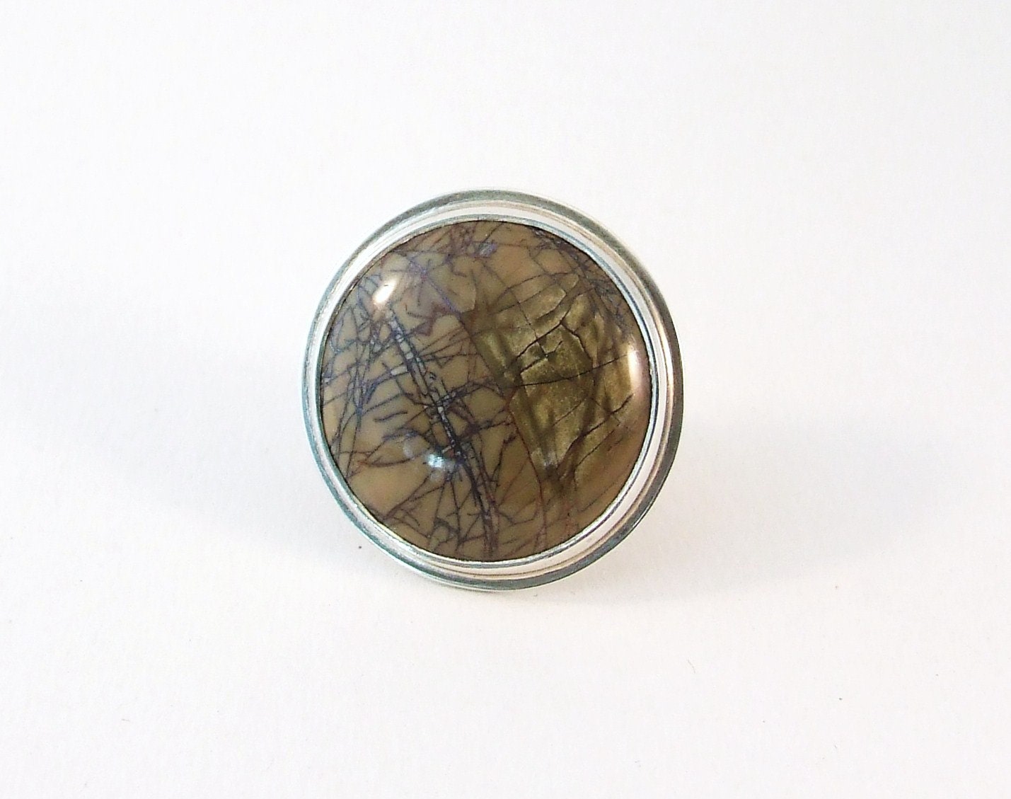 Silver Ring with Picasso Jasper,  size 6,5 (16,9mm)