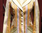 SALE Vintage 60s Mod / Prestige of Boston / Fitted / Pink Orange Green / Vertical Stripes / Wide Collar / Blazer