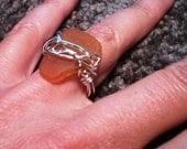 Amber Sea Glass Wire Wrapped Ring