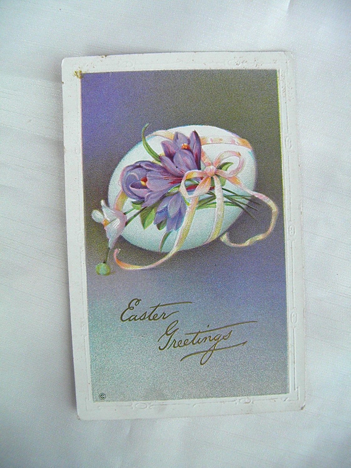 Crocus Bouquet on Egg 1910's Postcard