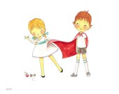 Sometimes Even Super Heroes Need Help - 7"x5" print