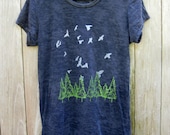 go take a hike Birds and Trees Burnout Tshirt in Black, S,M,L,XL