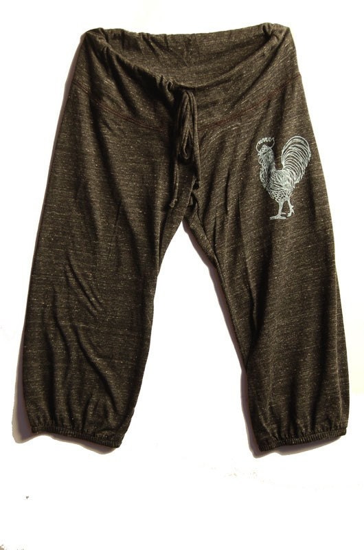 ra ra Rooster Pants, Chicken Pants, Maternity Pants, Workout Capris, S,M,L,XL