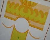 Mid-Century Modern Art // Vintage Lithograph by Bob Click 1960s  - Yellow, Orange, & Lime Retro Groovy Art