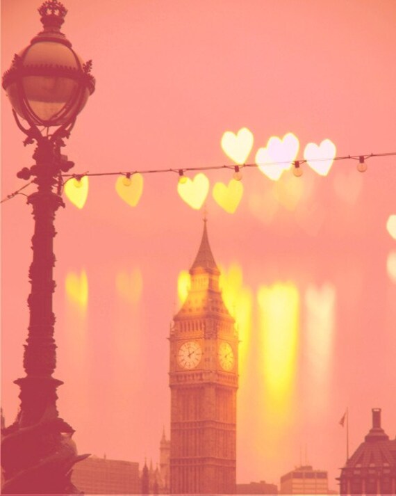 London, Big Ben photo -Night Rainbow - Fine Art Photography Print of Big Ben in London, England - 8x10 - pink