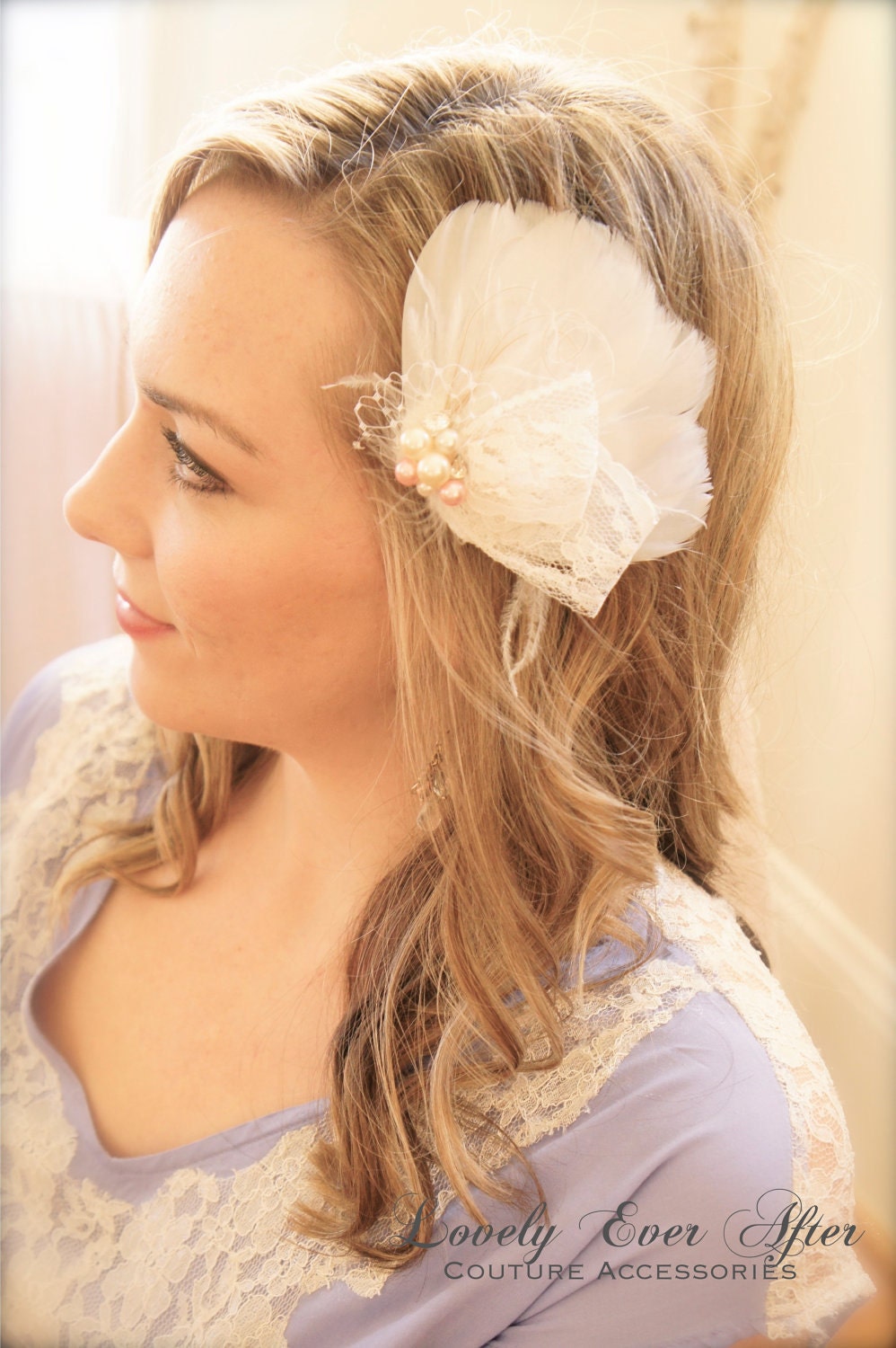 Amiens Bridal Wedding Vintage lace hair fascinator