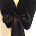 Wedding Shawl / Bride Bolero / Bridal Shrug / Black Shawl / Shrug / Bolero / Hand Knit Shawl/ Black Tie / Wrap