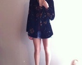 Floral velvet button up or cardigan green- on sale
