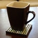 striped tile coaster - wall decor - home decor - terracotta - ceramic- green - blue - table decor - 'espigas '