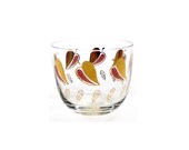 CLEARANCE SALE - Glass Serving Dish with Gold and Pink Graphic Print