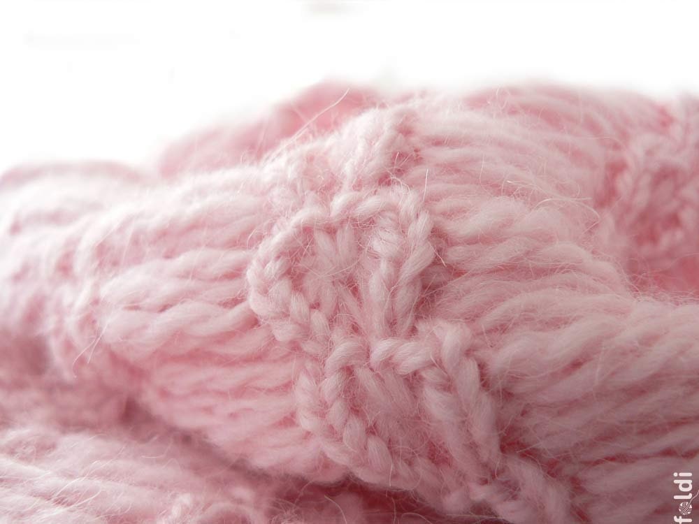 Knitted angora blend cowl in light pink colour 'Hearts' - foldi