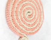 Pastel Skinny scarf - peach and cream - Crochet necklace - mother day gift