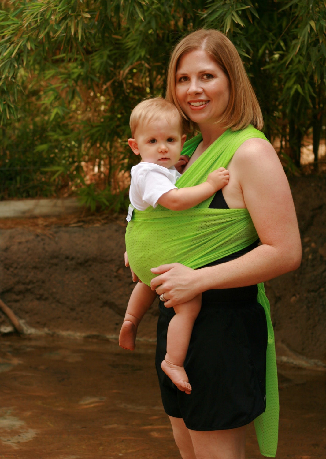 Sale- 2nd QUALITY-Water Wrap Baby Carrier- babywearing at the beach, pool, water park or in the shower- KEY LIME