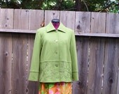 Vintage 1960's Mod jacket / Wool Citrus Green Silver embroidered