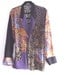 Vintage Bohemian Beaded Batik Patchwork Jacket Gypsy Beaded Color-Block Purple Yellow Floral