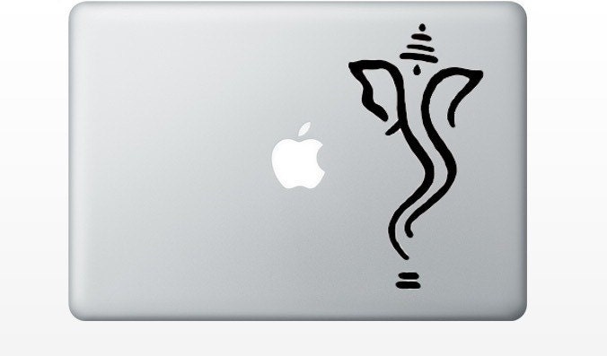 abstract Lord Ganesh elephant laptop DECAL- macbook iPad computer- Gadget Art / Accessory - curvy ohm om yoga peaceful perfect gift