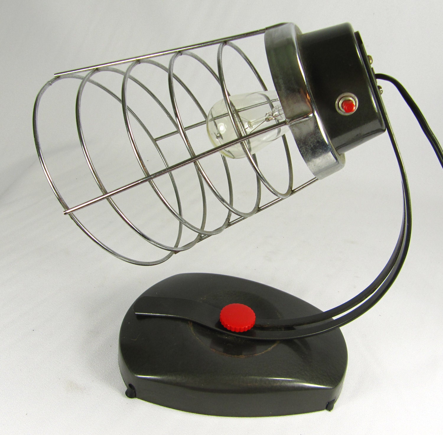 Industrial Lamp Vintage Grey Atomic Signed Mid Century Industrial Chic 1950s