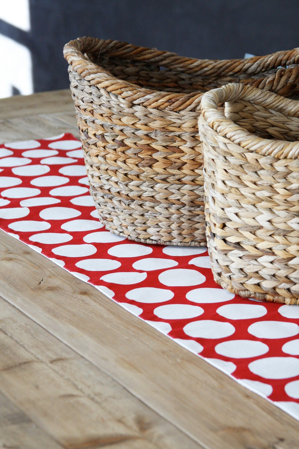 Table Runner: Red with White Dots - toocutecustomcrafts