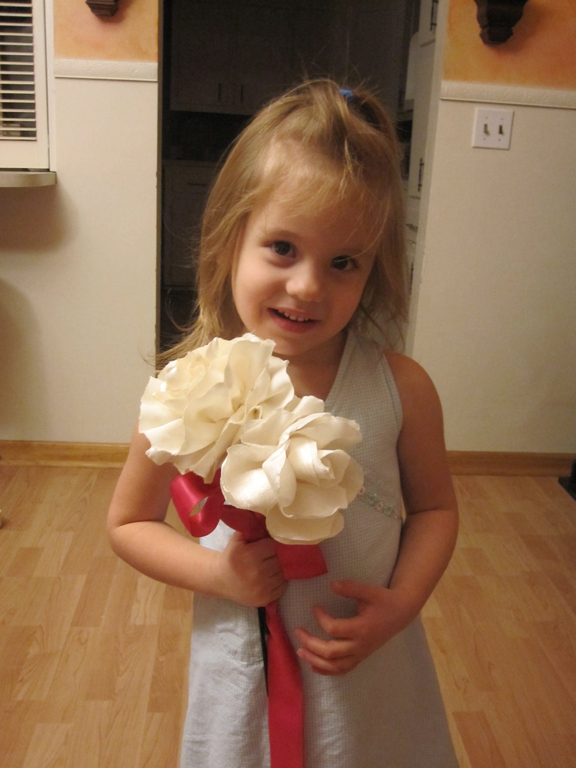 Fabric flowers - Flower girl wands with 2 large flowers bridesmaids wands- birthday wand - Roses Peonies Carnations
