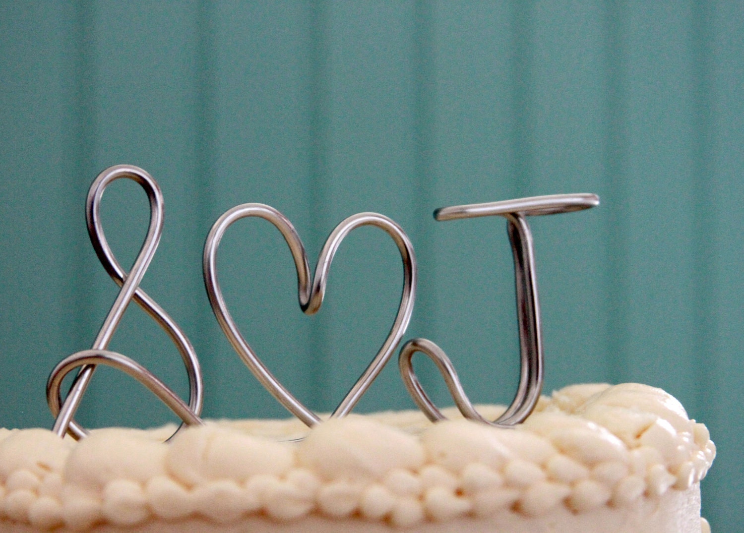 Custom Monogram or Initials Silver Wedding Cake Topper