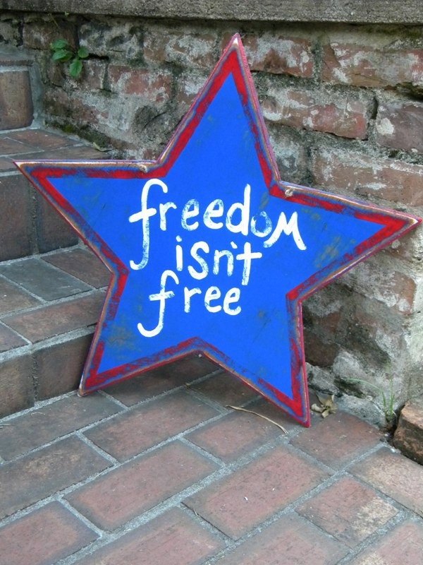 Wooden Patriotic Star - Distressed and Customized - many phrase options