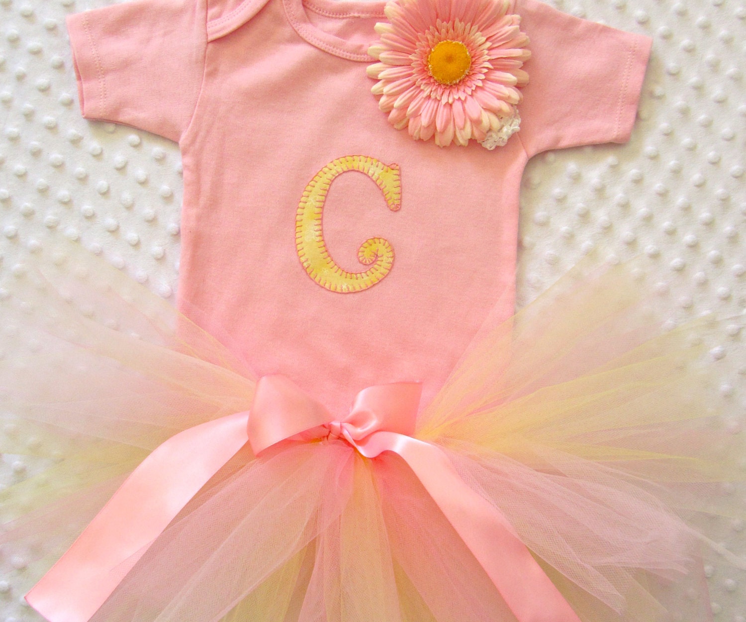 Baby Girl Gift Set Birthday Outfit Onesie & Tutu Pink Lemonade Personalized