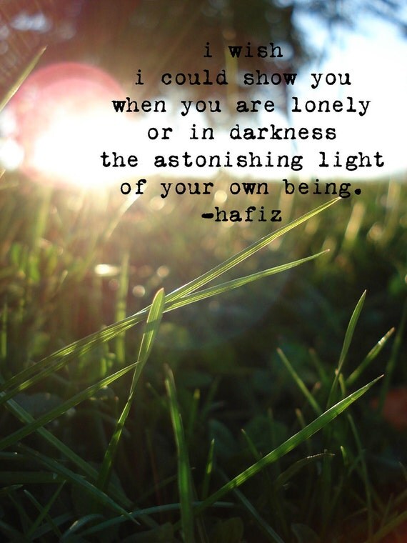 Sunset through the Grass with Hafiz Quote