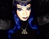 Real Bone Necklace Trio of Bones Featuring Glass and Metal Beads Sexy Gothic  93