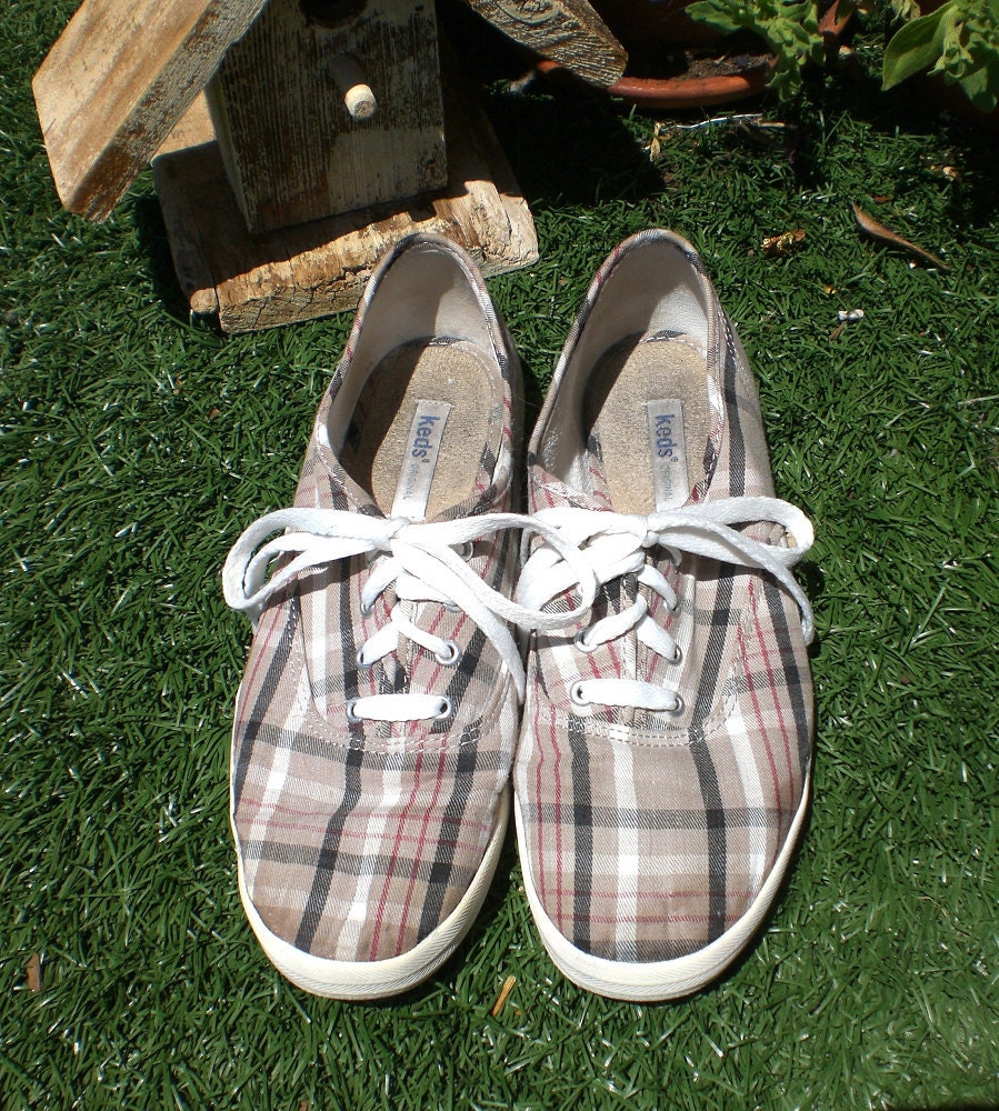 Keds Sneakers Preppy Plaid Canvas Tennis Shoes Women's Size 8.5