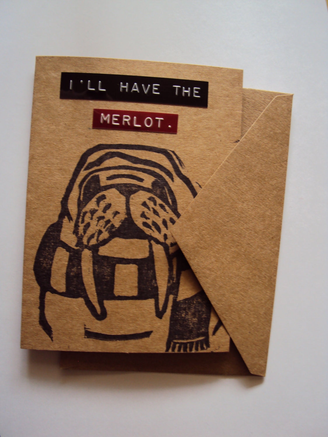 I'll Have the Merlot. Handmade Walrus Greeting Card