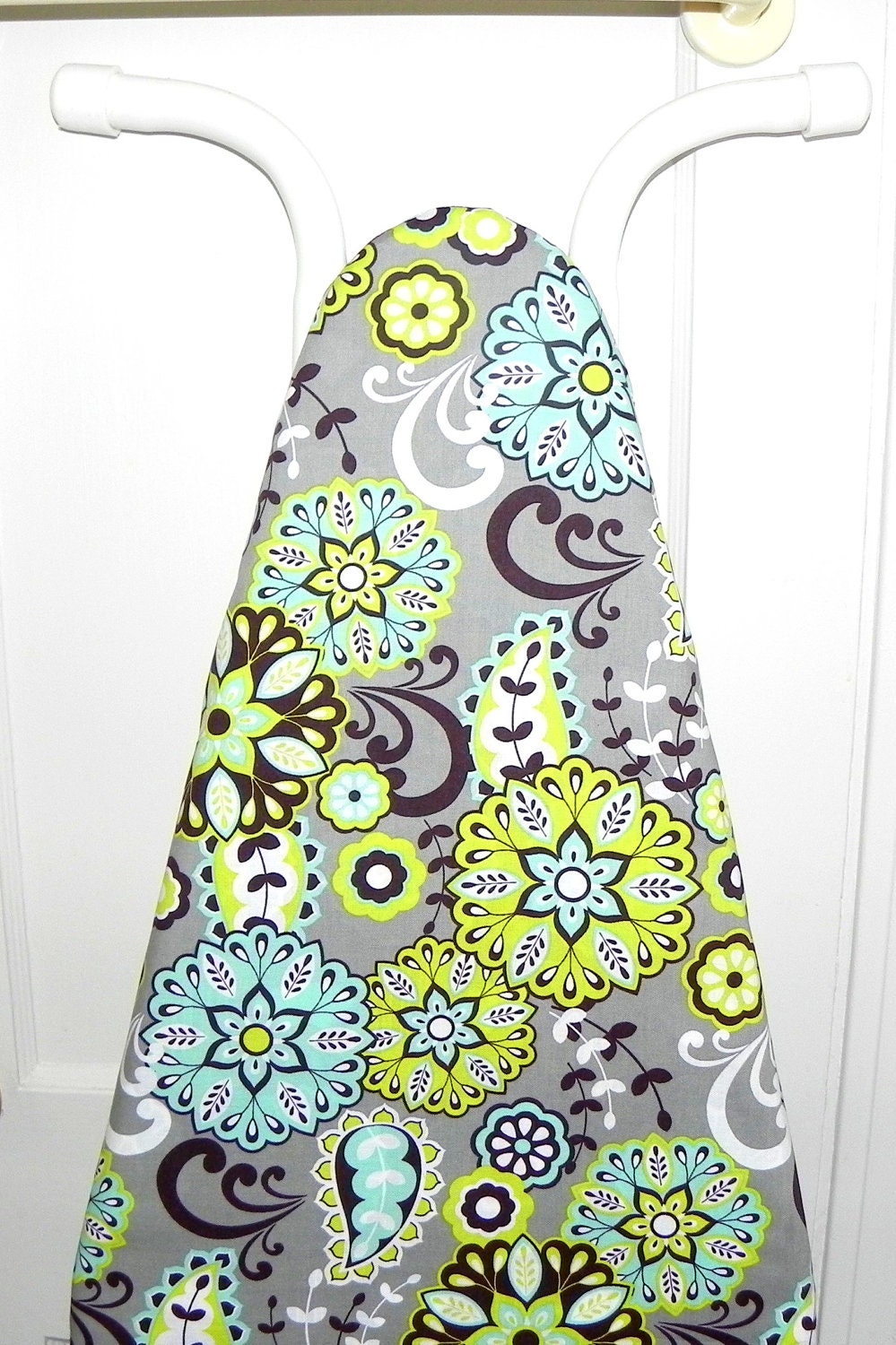 Ironing Board Cover - Floral in Lime green and Turquoise
