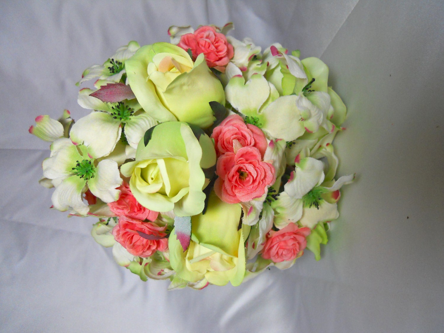 Wedding Bouquet And Boutonniere Set Soft Green And Pink Rose For The Bride And Groom