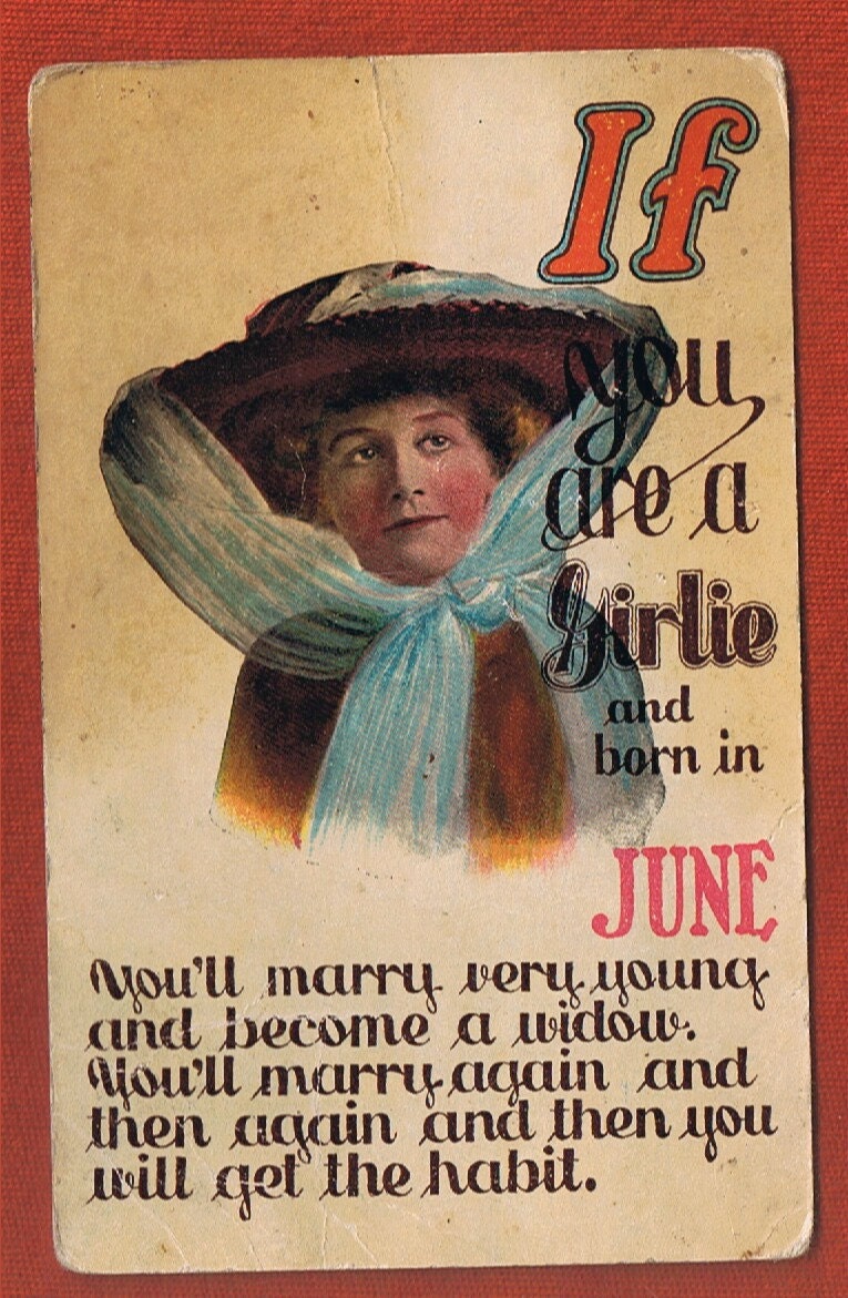 June Birthday - If You Were A Girlie - Women & Voting  - Suffragettes - Vintage American PC - ca 1912