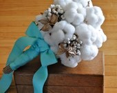 Cotton Boll Bridal Bouquet - Natural Cotton - Raw Cotton - Dried Floral - Tallow Berries - Cotton Burs - Bride - Bridesmaid