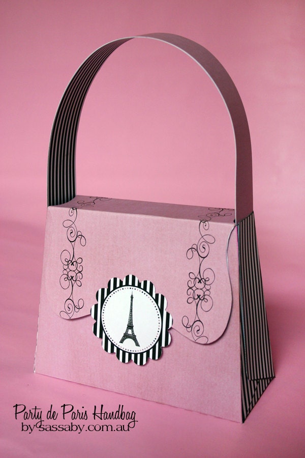 Party de Paris Handbag - Girls Birthday Party Gift Box - DIY PRINTABLE FILE by Sassaby Il_570xn