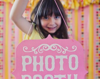 Pink and White Photo Booth Sign (Custom Colors Available)