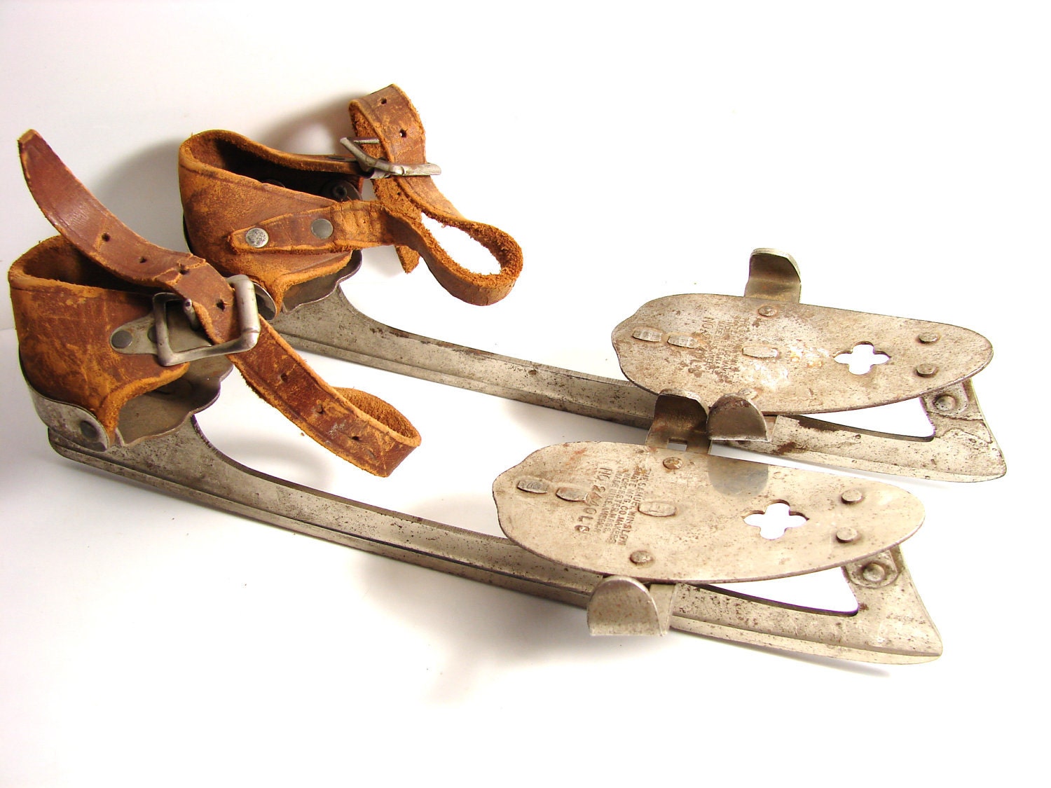 Antique Winslow's Ice Skates with Leather Straps - Collectible, Home Decor - ThirdShift