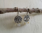 ARTisan Made "Botanical Grace" Earrings - PMC - Sterling Silver - Moonstone - Citrine - OOAK