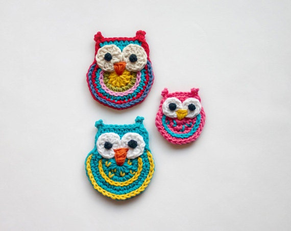 Instant Download - PDF Crochet Pattern - Colorful Owls (2 sizes, 2 style) - Text instructions and SYMBOL CHART instructions