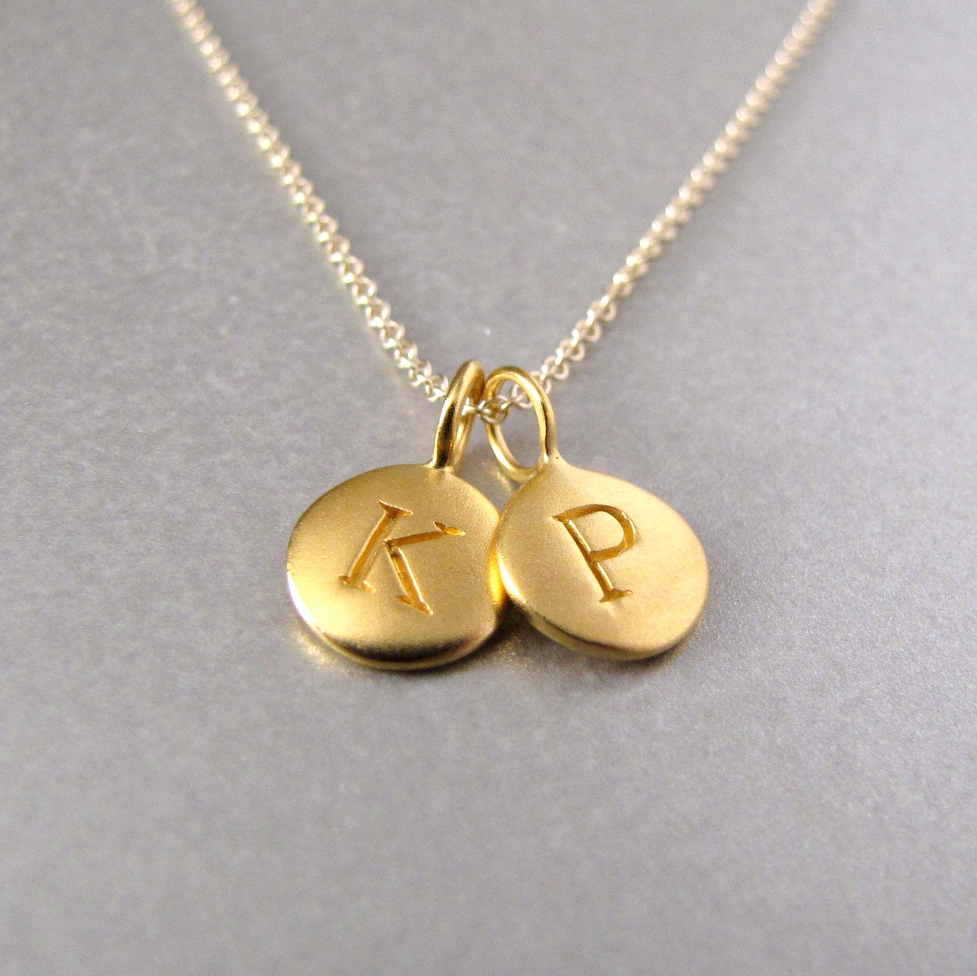 Gold Initial 2 Charm Necklace